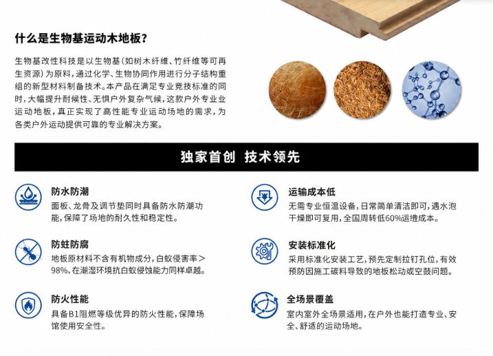 生物基運動地板原料與六大核心性能介紹圖